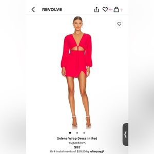 Red super down dress, size M